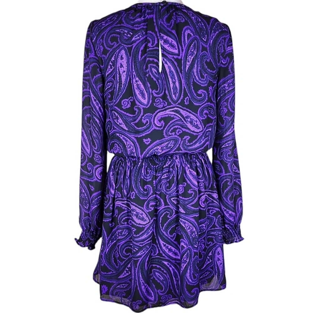 Michael by Michael Kors Purple & Black Paisley Print Dress - Picture 4 of 10